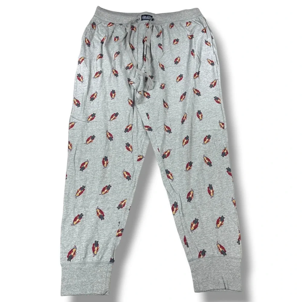 Polo Ralph Lauren Jogger Pajama Pants Mens XL Gray Polo Bear All Over Print